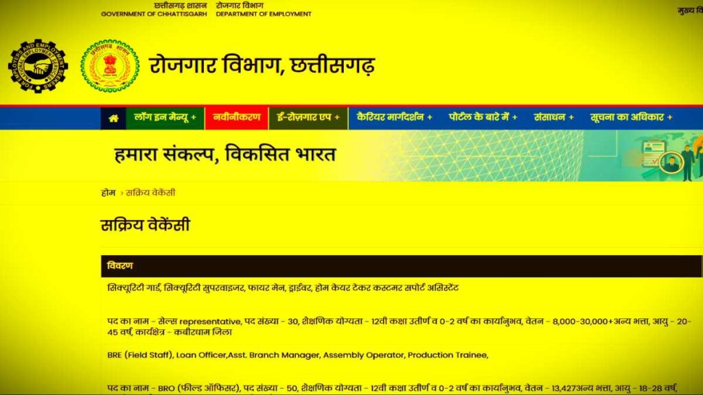 CG E Rojgar Mantralaya Jobs